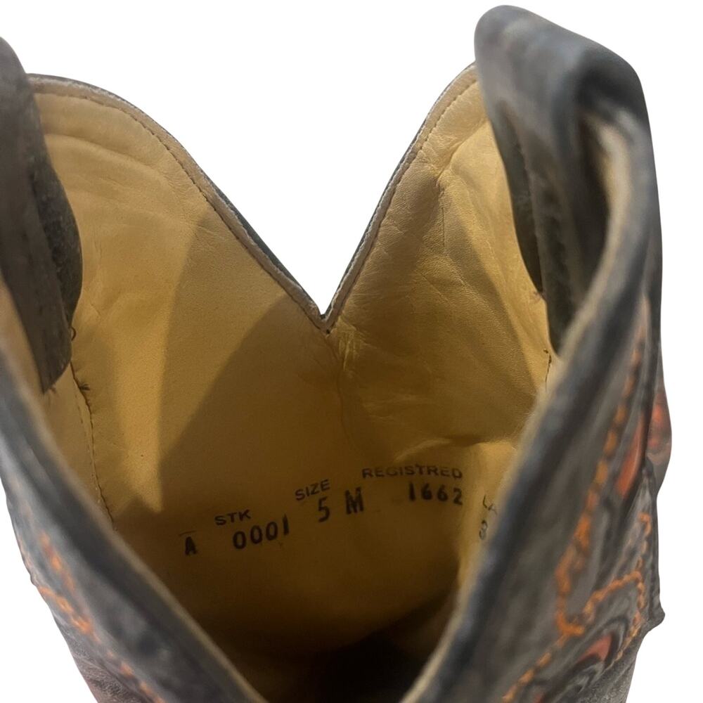 Corral Grey & Orange Snakeskin Leather Western Cowgirl Boots – Size 5 RARE Horse - Picture 2 of 6